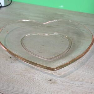 Heart-Shaped Pink Glass Tray